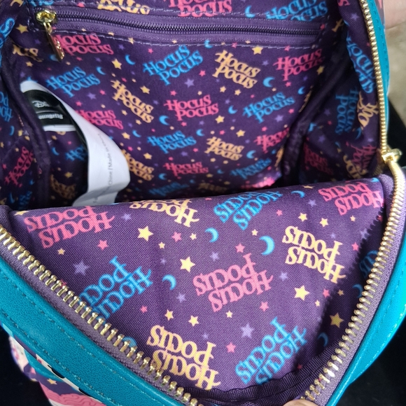 Loungefly Purple & Teal Character Print Backpack with Gold Hardware - Picture 4 of 7